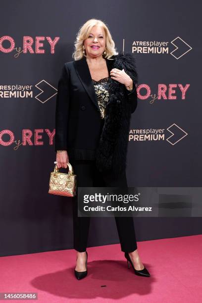 Barbara Rey attends the "Cristo Y Rey" premiere at the Callao cinema on January 12, 2023 in Madrid, Spain.