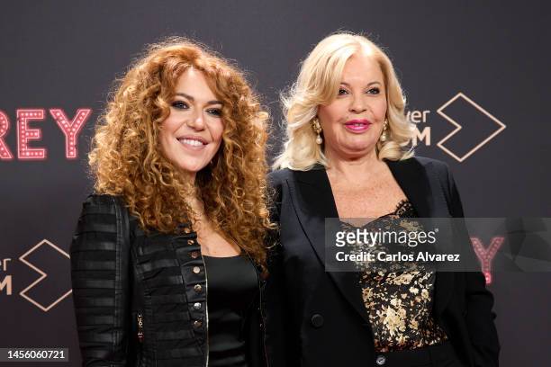 Barbara Rey and Sofia Cristo attend the "Cristo Y Rey" premiere at the Callao cinema on January 12, 2023 in Madrid, Spain.