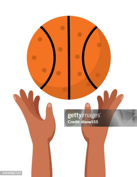 hands and basketball on a transparent background - basketball ball stock illustrations