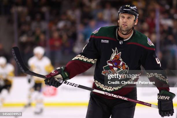 Zack Kassian of the Arizona Coyotesduring the NHL game at Mullett Arena on January 08, 2023 in Tempe, Arizona. The Penguins defeated the Coyotes 4-1.