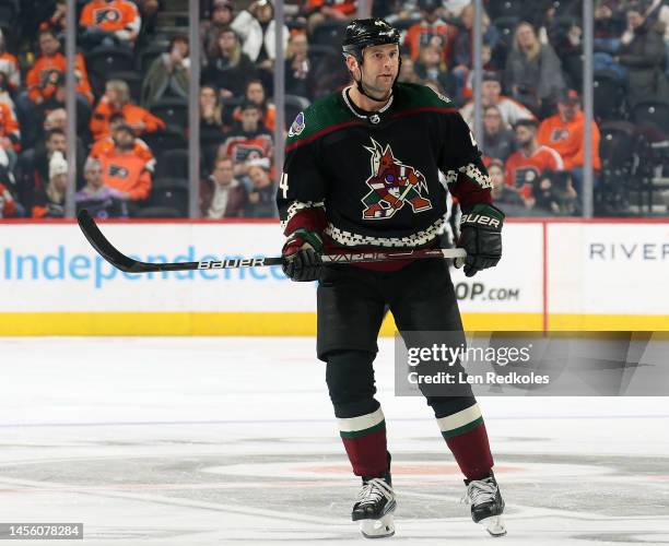 Zack Kassian of the Arizona Coyotes skates against the Philadelphia Flyers at the Wells Fargo Center on January 5, 2023 in Philadelphia, Pennsylvania.