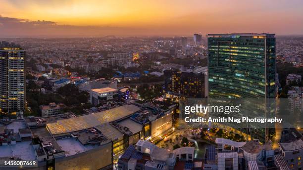 an aerial view of world trade center, bangalore, india - bangalore city photos et images de collection