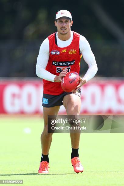 David Swallow during a Gold Coast Suns AFL training session at Metricon Stadium on January 13, 2023 in Gold Coast, Australia.