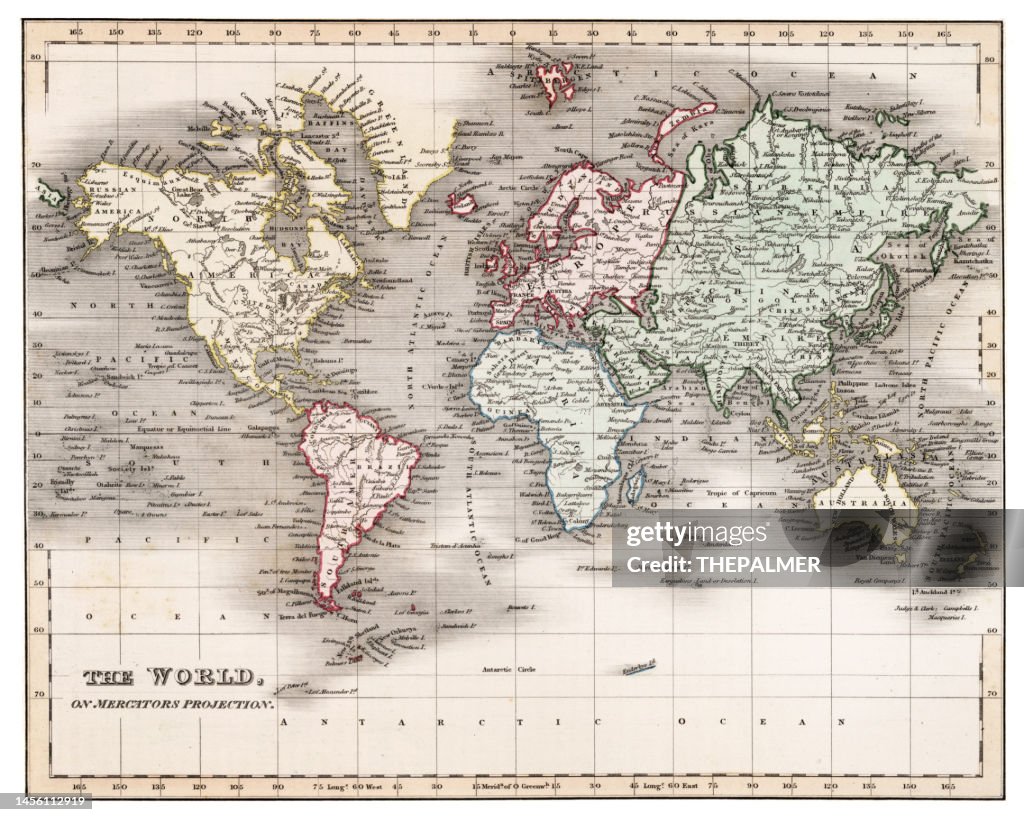 1985 Map Map Of The World 1885 High-Res Vector Graphic - Getty Images