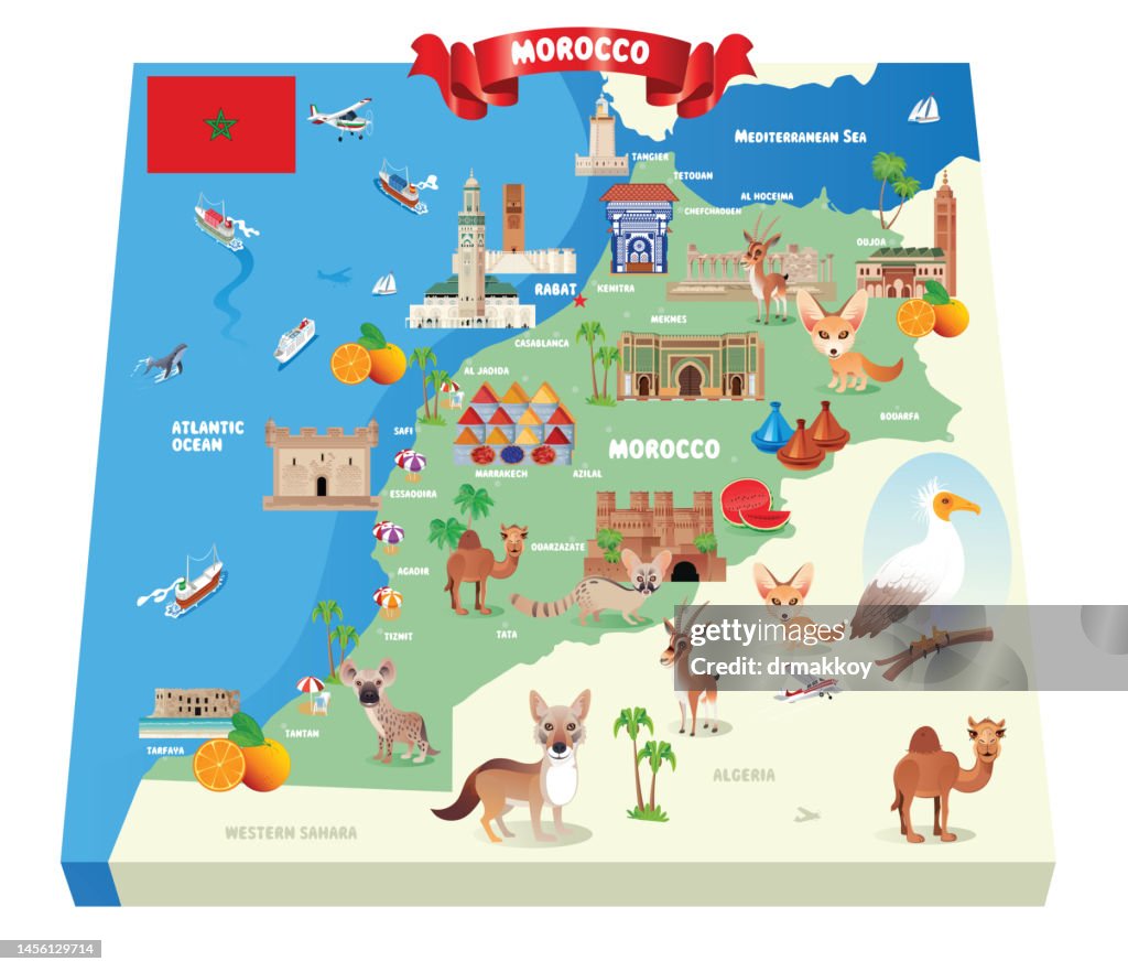 Cartoon map of Morocco
