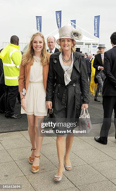 Isabella Lloyd Webber and Madeleine Lloyd Webber attend Investec Derby Day at the Investec Derby Festival, the first official event of the Queen's...