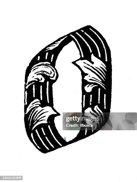 antique vintage lower case letter o - gothic font stock illustrations