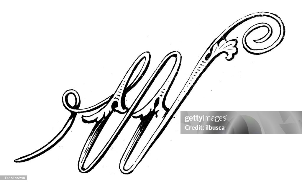Antique vintage letter W