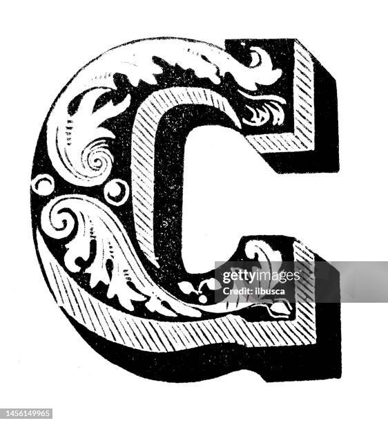 antique vintage letter c - letter c stock illustrations