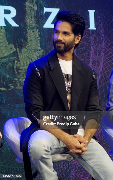 Shahid Kapoor attends the trailer launch of Prime video's film 'FARZI' on January 13, 2023 in Mumbai, India