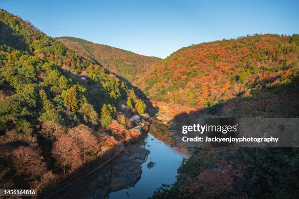 river of the town - arashiyama stock-fotos und bilder