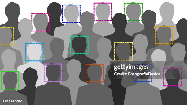 face recognized men - facial recognition black stock illustrations