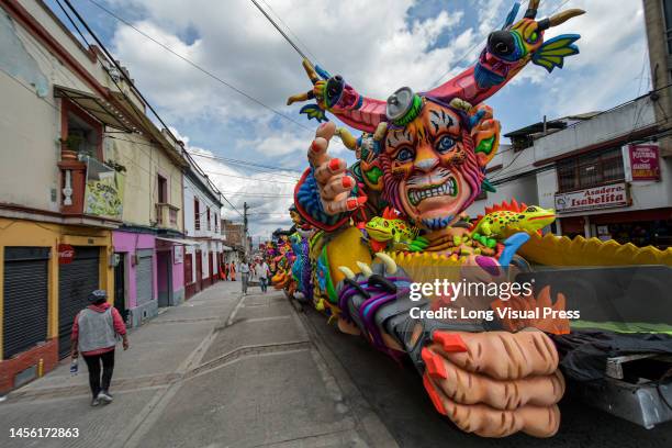 Artists and performers dance during the traditional 'Carnaval de Negros y Blancos' in Pasto, Narino, January 6, 2023. This UNESCO-recognized carnival...