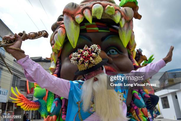 Artists and performers dance during the traditional 'Carnaval de Negros y Blancos' in Pasto, Narino, January 6, 2023. This UNESCO-recognized carnival...