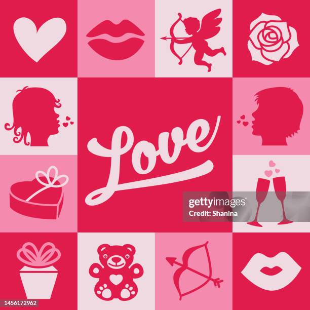 valentine's day - love square card - v1 - lipstick stock illustrations stock illustrations