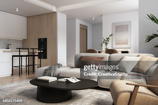 Modern living room interior - 3d render