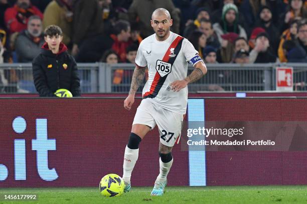 Italian Genoa player Stefano Sturaro during the match Roma v Genoa at the Stadio Olimpico. Rome , January 12th, 2023.