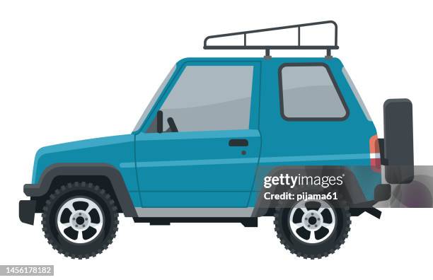 expedition offroad-suv. ein auto für reisen und extremsportarten. - monstertruck stock-grafiken, -clipart, -cartoons und -symbole