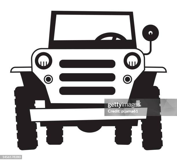 suv icon. off-road vehicle. black silhouette. - off roading stock illustrations