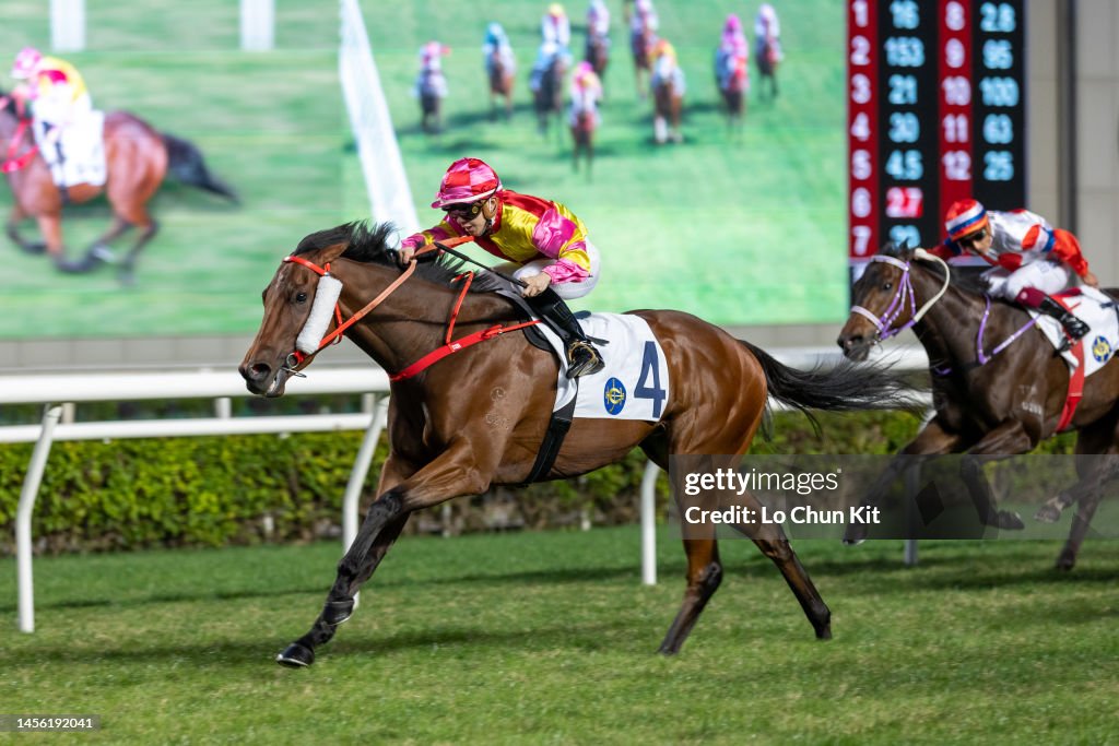 Greg Chung Racing Jockey Angus Chung Yik-lai riding Sakewin wins the Race 11 Tin Wan ...