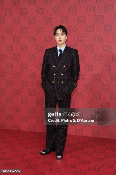 Kai arrives at the Gucci show during Milan Fashion Week Fall/Winter 2023/24 on January 13, 2023 in Milan, Italy.