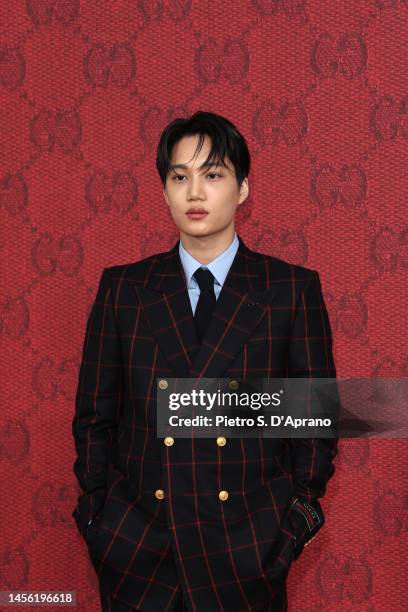 Kai arrives at the Gucci show during Milan Fashion Week Fall/Winter 2023/24 on January 13, 2023 in Milan, Italy.