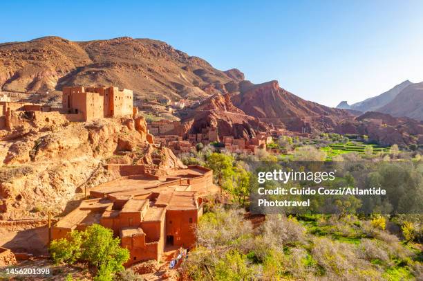 morocco, landscape along dades river valley - high atlas morocco stock pictures, royalty-free photos & images