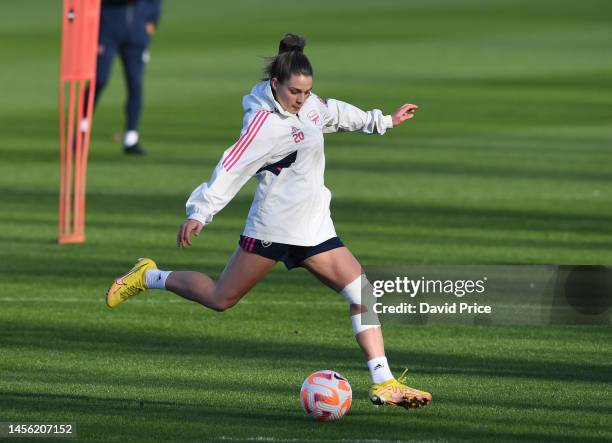 Gio Queiroz of Arsenal during the Arsenal Women's training session at London Colney on January 13, 2023 in St Albans, England.