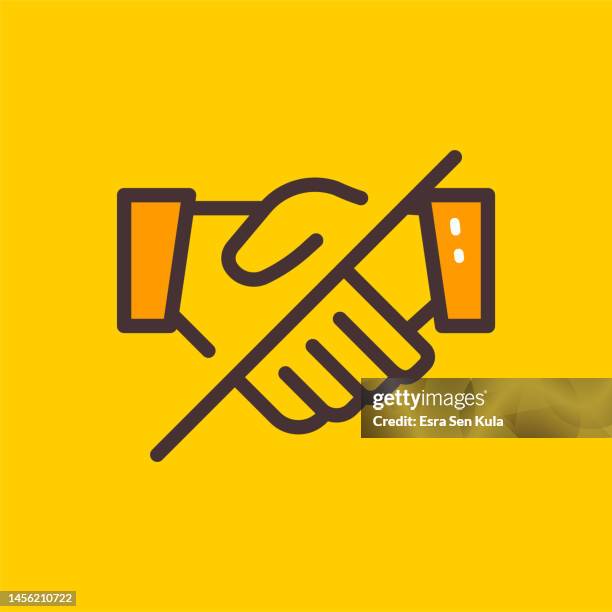 bildbanksillustrationer, clip art samt tecknat material och ikoner med avoiding handshake color line icon design with editable stroke. suitable for web page, mobile app, ui, ux and gui design. - corona warn app