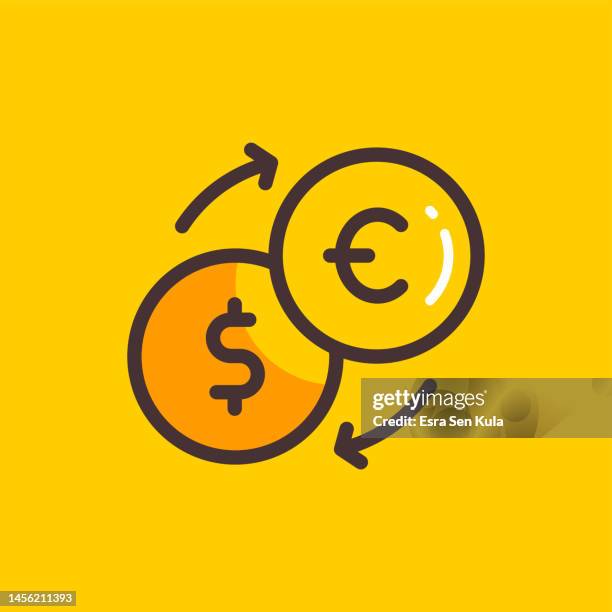 stockillustraties, clipart, cartoons en iconen met money exchange color line icon design with editable stroke. suitable for web page, mobile app, ui, ux and gui design. - smartphone euro