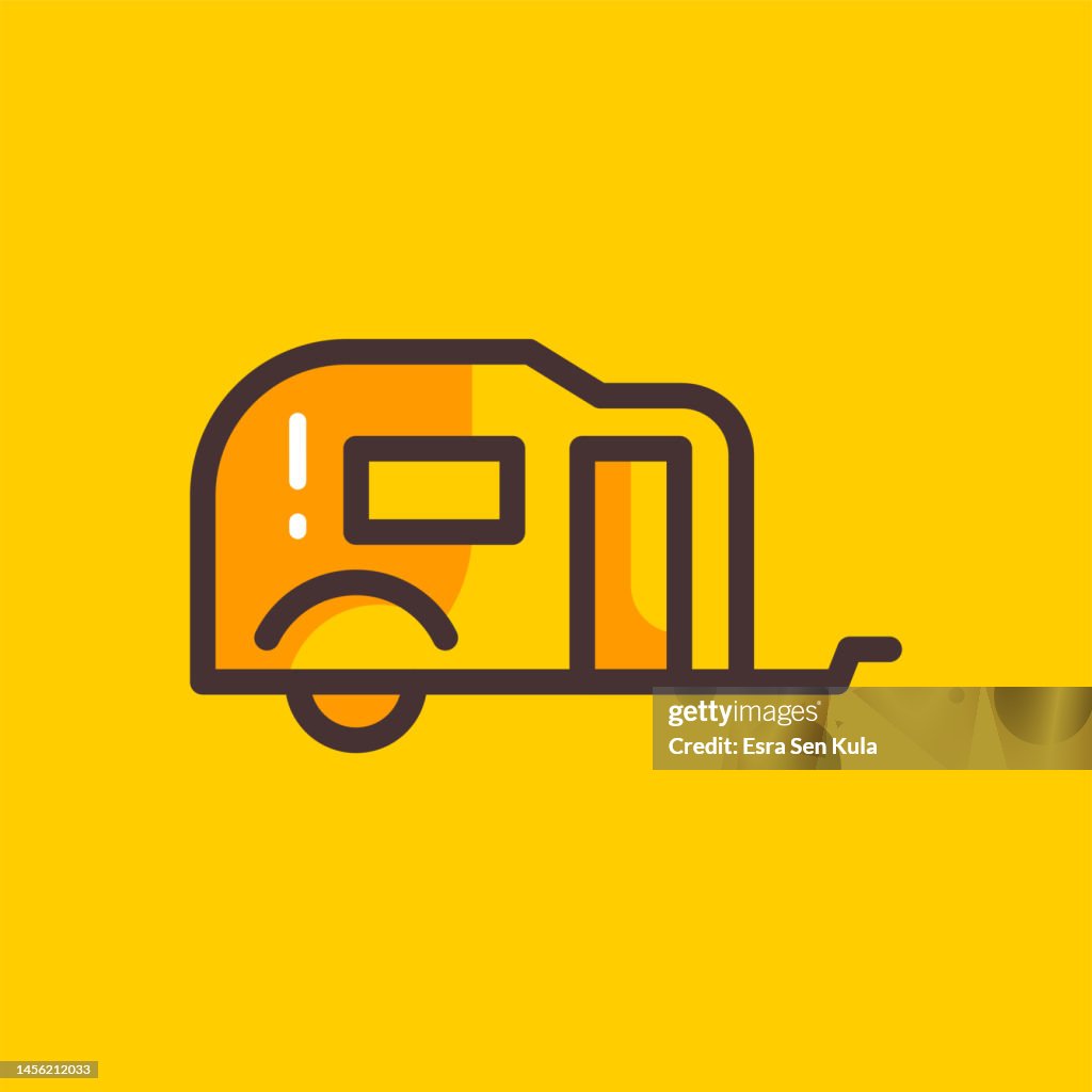 Travel Trailer Color Line Icon Design with Editable Stroke. Suitable for Web Page, Mobile App, UI, UX and GUI design.