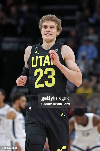 Lauri Markkanen of the Utah Jazz during the game against the Memphis Grizzlies at FedExForum on January 08, 2023 in Memphis, Tennessee. NOTE TO USER:...