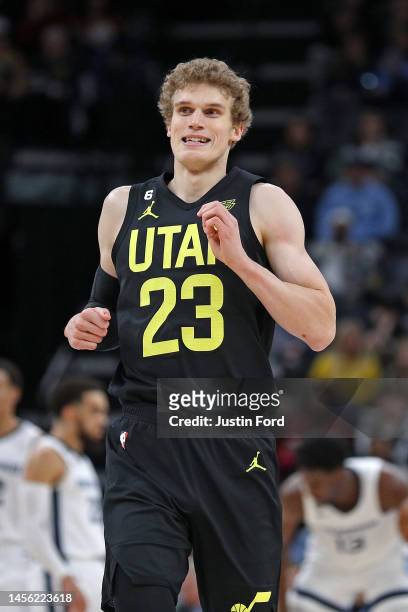 Lauri Markkanen of the Utah Jazz during the game against the Memphis Grizzlies at FedExForum on January 08, 2023 in Memphis, Tennessee. NOTE TO USER:...