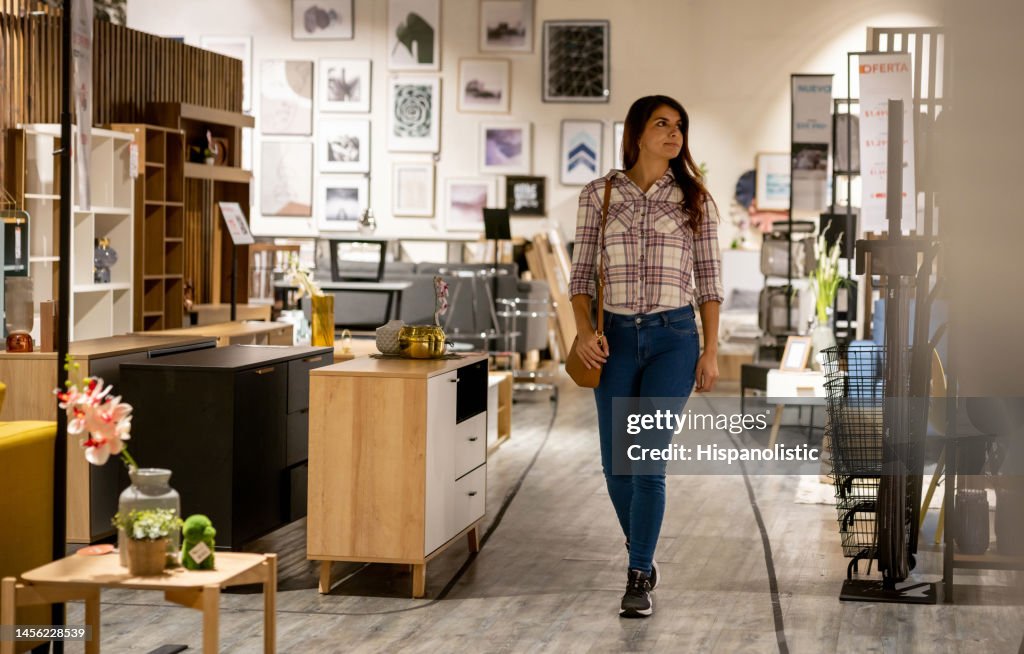 Woman shopping at a furniture store