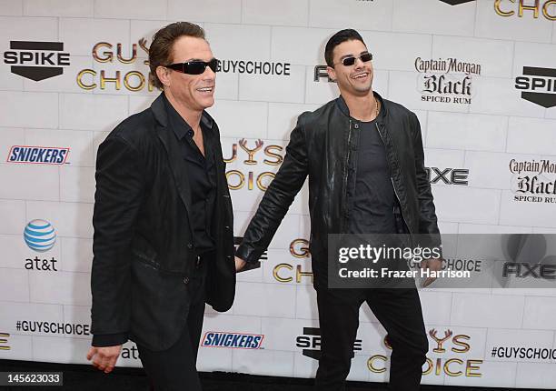 Actor Jean-Claude Van Damme and his son Kristopher Van Varenberg arrive at Spike TV's 6th Annual "Guys Choice Awards" at Sony Pictures Studios on...