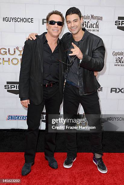 Actor Jean-Claude Van Damme and his son Kristopher Van Varenberg arrive at Spike TV's 6th Annual "Guys Choice Awards" at Sony Pictures Studios on...