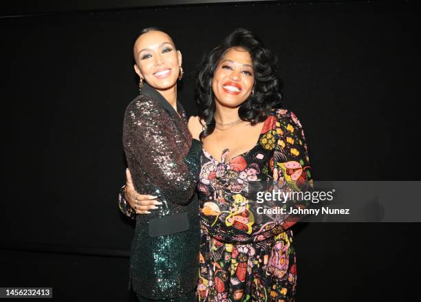 Ilfenesh Hadera and Antoinette Crowe-Legacy attend "God Father Of Harlem" New Season Sneak Peek on January 12, 2023 in New York City.