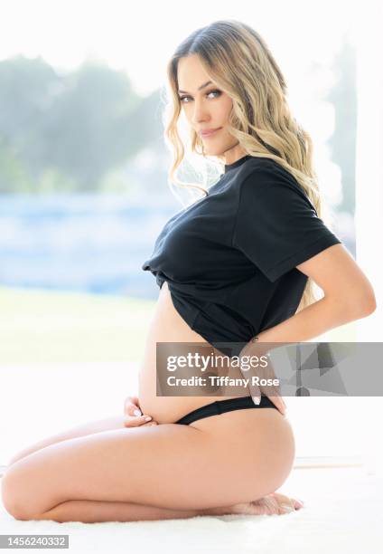 Peta Murgatroyd poses for a portrait during her pregnancy shoot on January 11, 2023 in Malibu, California.