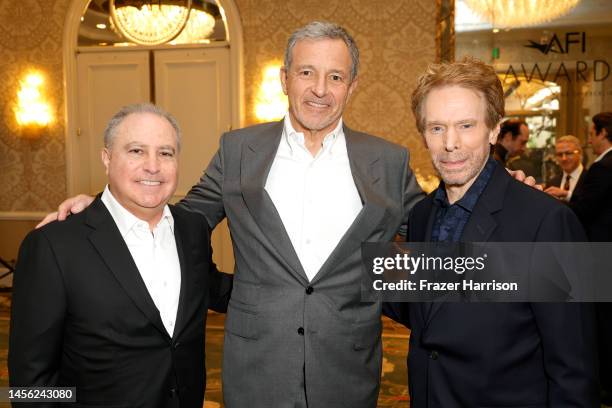 Alan Bergman, Chairman, Disney Studios Content, Bob Iger, CEO of Walt Disney Company, and Jerry Bruckheimer attend the AFI Awards Luncheon at Four...