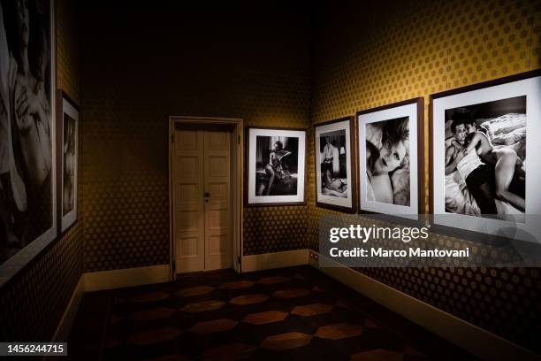 Wide shot of the "Timeless Time" exhibition by photographer Vincent Peters at Palazzo Reale on January 13, 2023 in Milan, Italy.