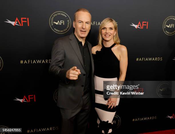 Bob Odenkirk and Rhea Seehorn attend the AFI Awards Luncheon at Four Seasons Hotel Los Angeles at Beverly Hills on January 13, 2023 in Los Angeles,...