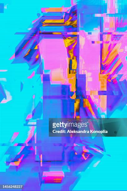 interlaced digital distorted motion glitch retro 80s, 90s pixelated abstract background - mint green stock pictures, royalty-free photos & images