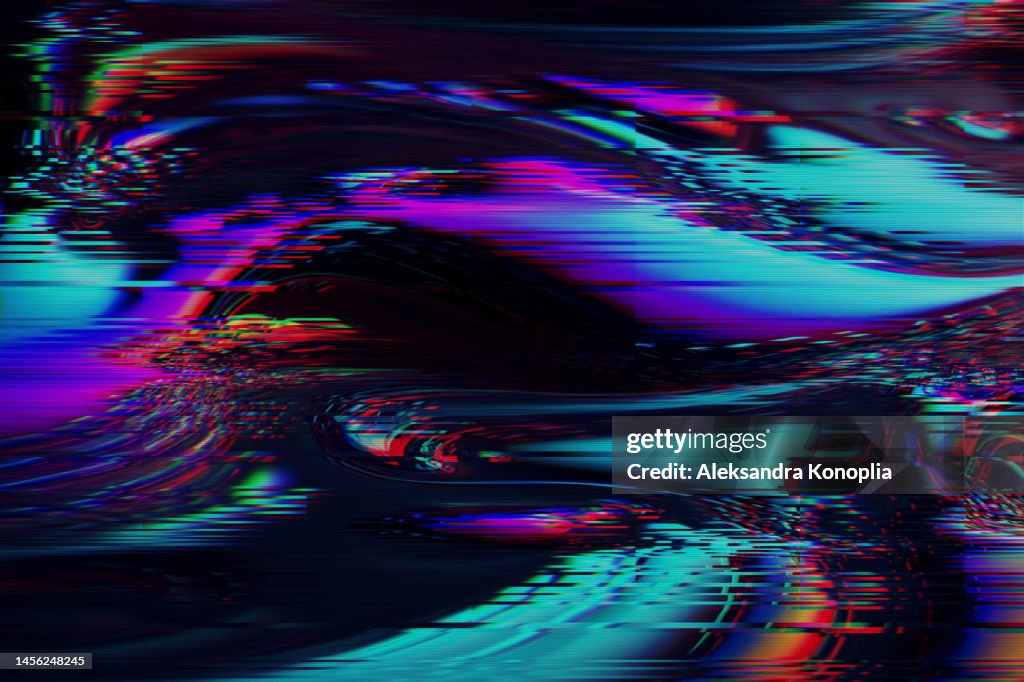 Motion Glitch interlaced Multicolored Distorted textured futuristic background