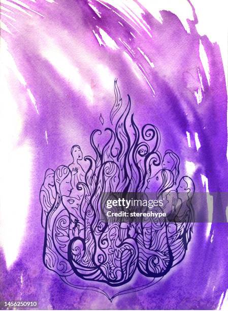 community fire - yoga class stock illustrations