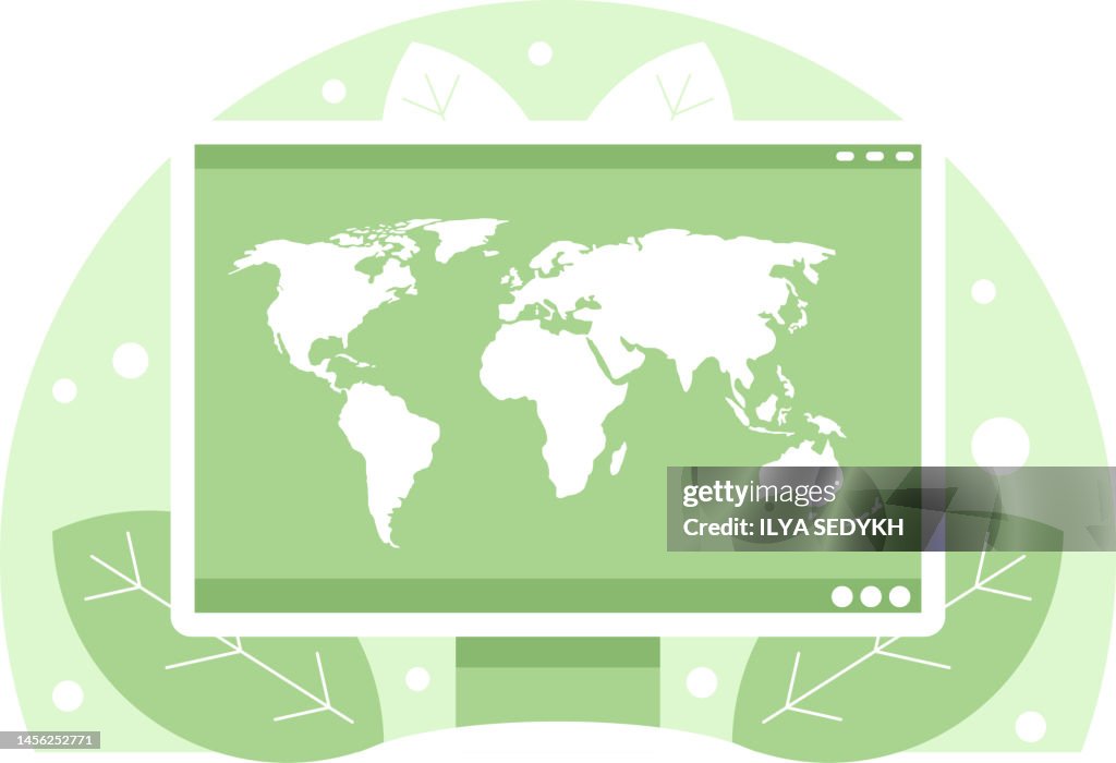 World Map On Computer Display High-Res Vector Graphic - Getty Images
