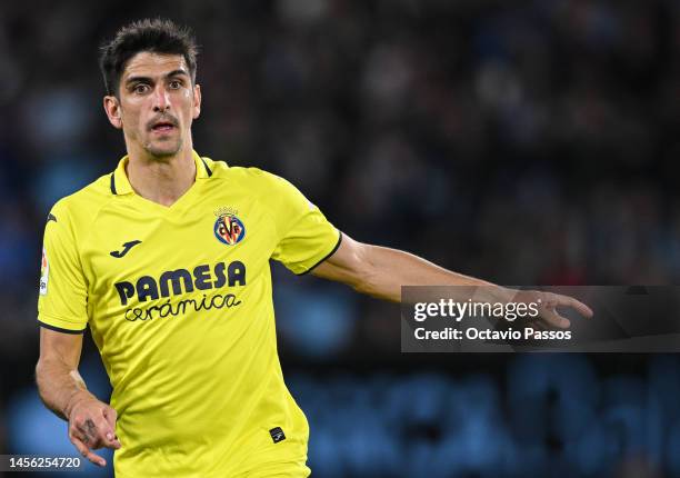 Gerard Moreno of Villarreal CF in action during the LaLiga Santander match between RC Celta and Villarreal CF at Estadio Balaidos on January 13, 2023...