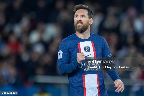 January 11: Lionel Messi of Paris Saint-Germain during the Paris Saint-Germain V Angers, French Ligue 1 regular season match at Parc des Princes on...