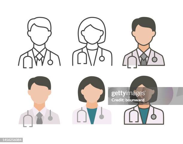 doctor icon set. editable stroke. - call centre digital stock illustrations