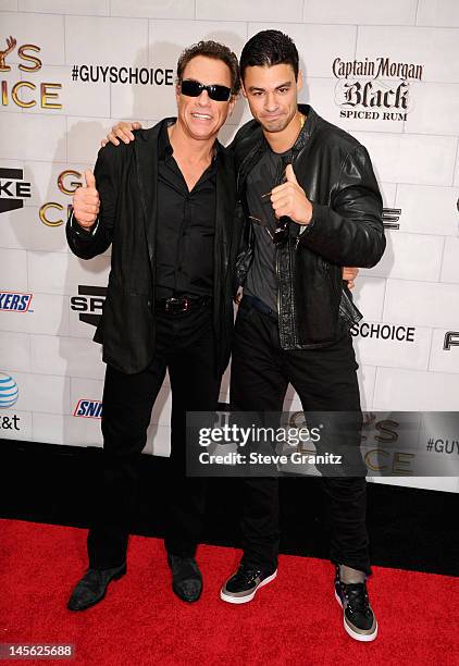 Actor Jean-Claude Van Damme and his son Kristopher Van Varenberg arrive at Spike TV's 6th Annual "Guys Choice" Awards at Sony Studios on June 2, 2012...