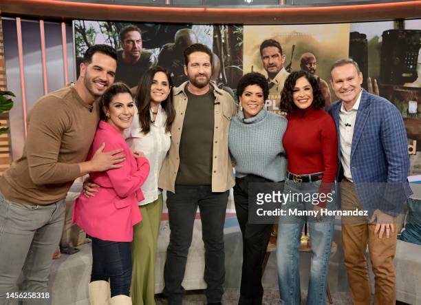 In this image released on January 13, Chef Yisus, Jessica Rodriguez, Astrid Rivera, Gerard Butler, Francisca Lachapel, Karla Martinez, and Alan...